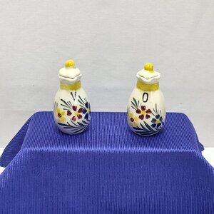 Oil & Vinegar Cruet Set Hand-Painted Ceramic Condiment Set Floral Japan Vintage